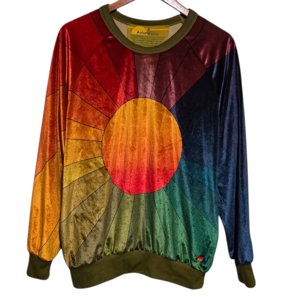 Aviator Nation Sunburst Velour Pullover Size Medium - Picture 1 of 3